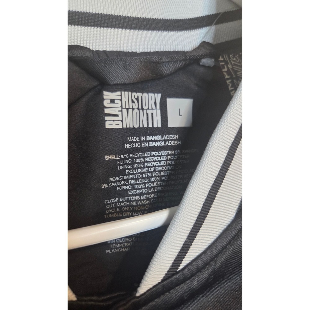 Black History Month Elevate Varsity Jacket Mens Large Black Satin Bomber Graphic - Picture 3 of 6